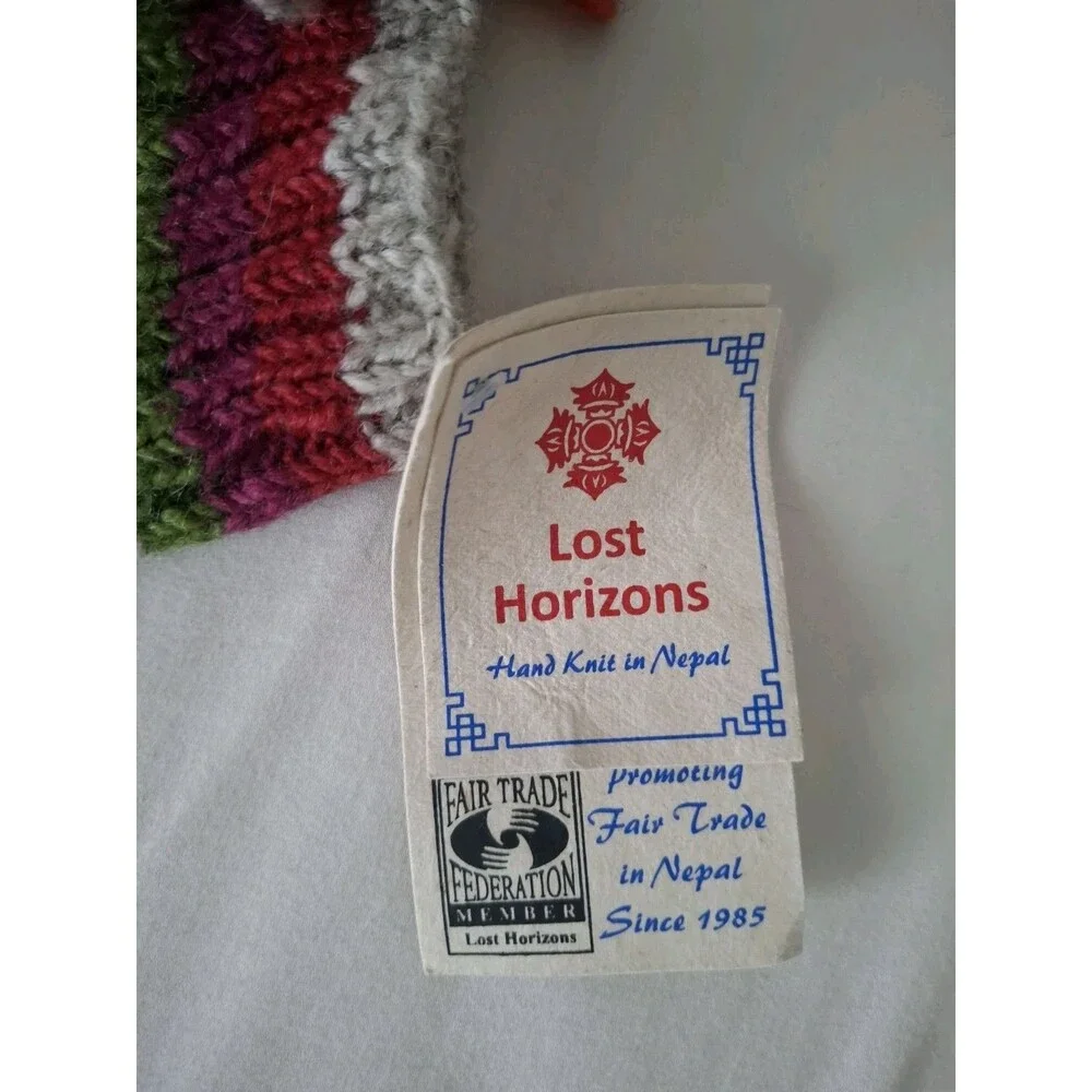 Lost Horizons 100% Wool Boot Cuffs Womens Beige/Multi Nepal NWT Vienna